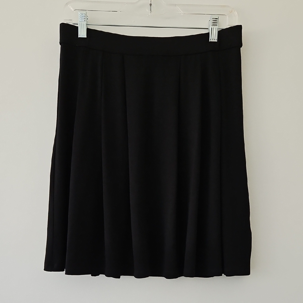 Eileen Fisher Black Pleated Jersey Mini Midi‎ Skirt Size Medium